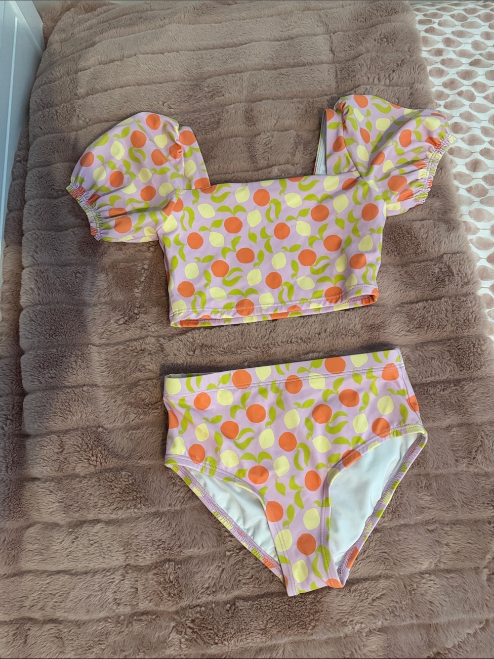 NWT Hanna Andersson Size 8 Girls Puff Sleeve Bikini Set